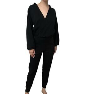 Nama Jumpsuit Onesie Hooded Black Athleisure Casual Lounge Fall Size Medium